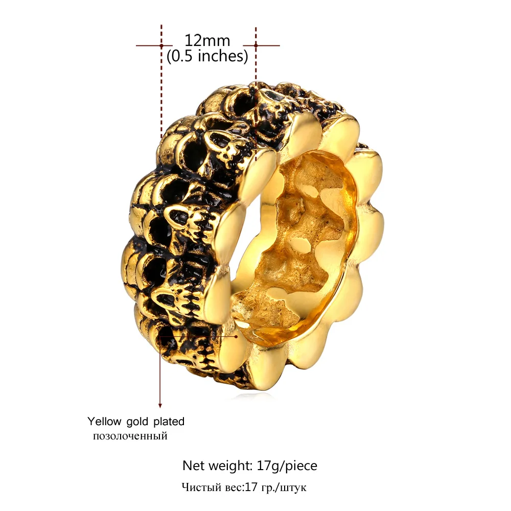 Мужское кольцо с черепом Collare Ретро стиль панк рок ювелирное изделие из