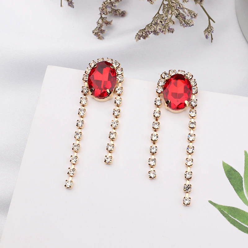 MENGJIQIAO 2019 Korean Asymmetric Luxury Crystal Tassel Drop Earrings For Women Rhinestone Party Elegant Pendientes Jewelry Gift | Украшения