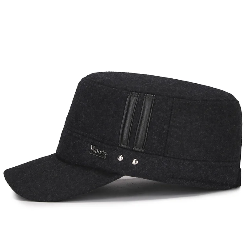 Women Men Winter Warm Woollen Blends Flat Sports Caps Service Army Snapback caps Earflaps Chapeu Casquette Military Hats | Аксессуары