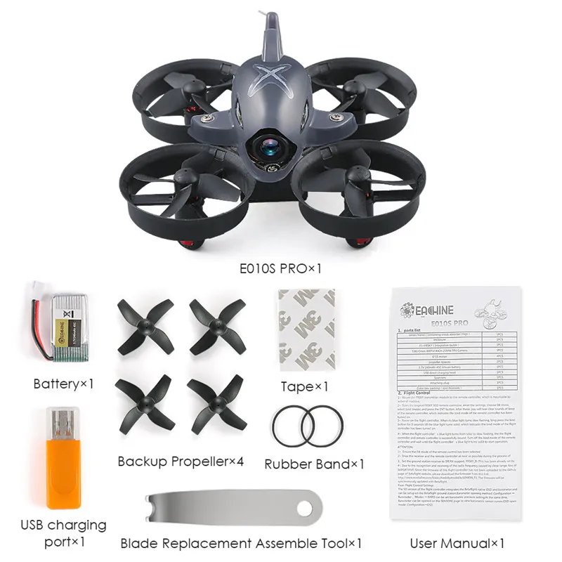 Квадрокоптер Eachine E010S PRO 65 мм 5 8G 40CH 800TVL камера F3 Встроенный OSD с высоким держателем
