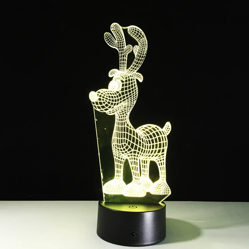 Deer Reindeer RGB LED Night Acrylic Light Christmas Decoration Lamp Projector Party 7 Colors Lights Kids Gift Drop Ship | Лампы и