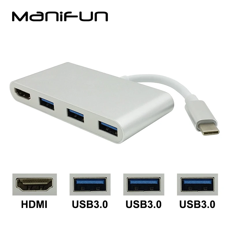 USB C Тип на HDMI USB3.0 Hub адаптер кабель с разъемами типа и конвертер 1080 P Высокое