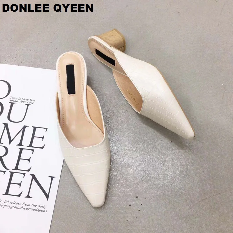 Мюли DONLEE QUEEN женские на низком каблуке туфли без застежки заостренный носок