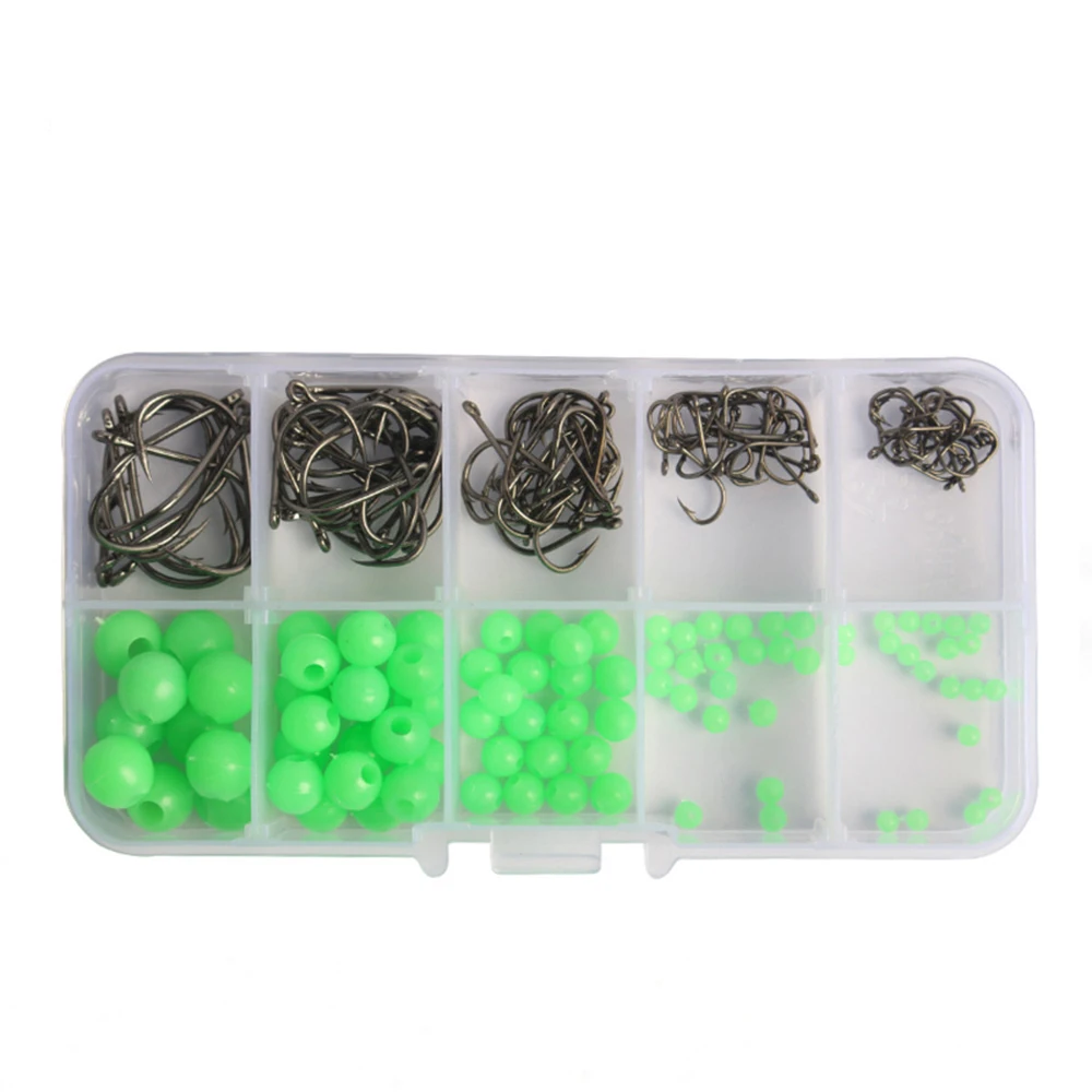 180pcs/box Luminous Lulu Jig Head Beads Fly Carp Fishing Hooks Kit Set Fishinghooks with Box Accessories Tools X24 | Спорт и