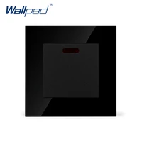 wallpad 20a switch luxury black crystal glass 20a kitchen barthroom heater wall switch with led lightfree shipping