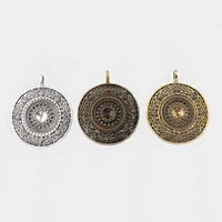 2pcs boho bohemia open swirl flower amulet pendant for necklace jewelry making findings 56x68mm
