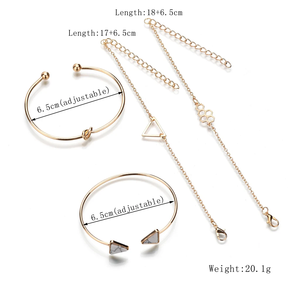 Женский Набор браслетов из золотистого и серебристого цвета Terreau Kathy треугольный