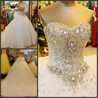 custom made long ball gown sweetheart sweetheart big train luxury crystal muslim bridal wedding dresses 2022 wedding gowns qb09