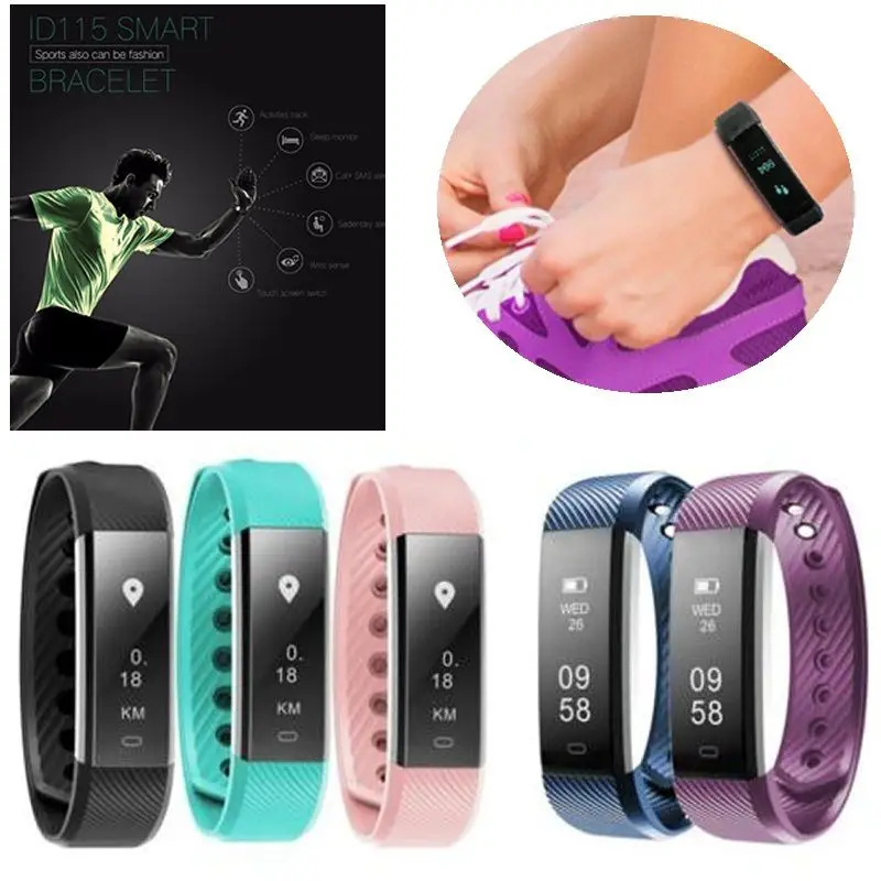 Смарт-браслет с Bluetooth ID115 Plus спортивные часы монитором сердечного ритма