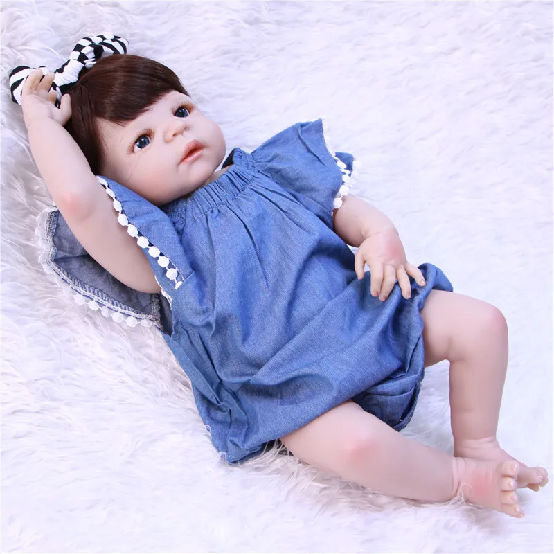 Полностью силиконовая кукла-Реборн 22 дюйма 55 см фотоэлемент подарок для ребенка