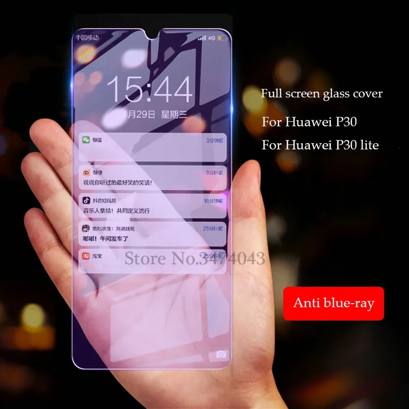2 шт./лот, закаленное стекло для huawei P30 lite, полная защитная пленка 9 H, защита экрана от синего излучения для huawei P30 lite, стекло