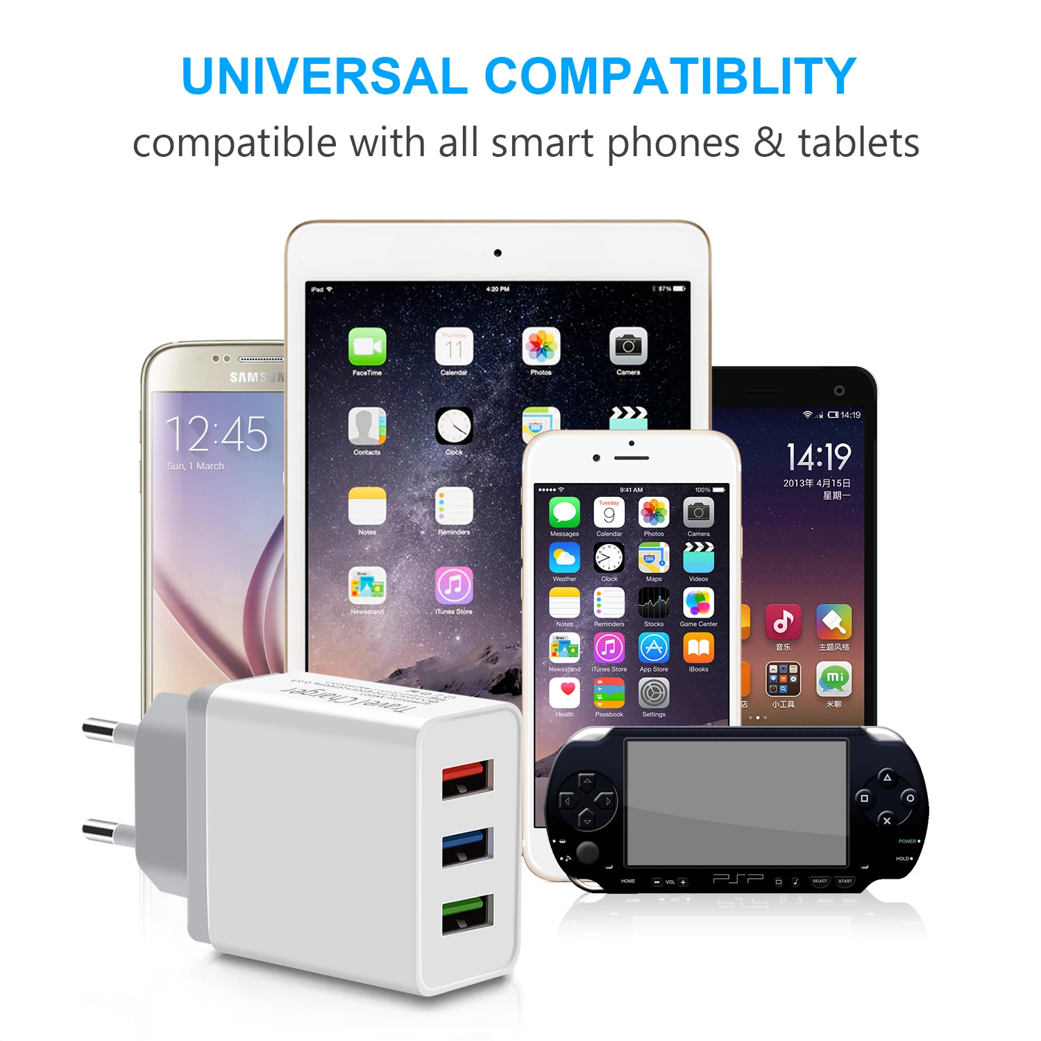 Быстрый Настенный Зарядное устройство 3 Порты и разъёмы USB дорожный сотовый
