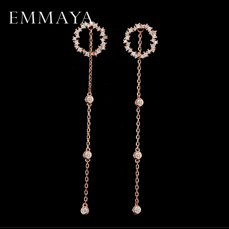 Новинка 2017 серьги подвески EMMAYA цвета розового золота модные длинные с кисточками