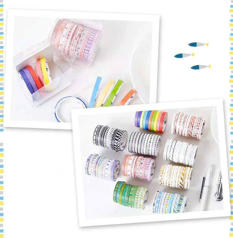 10 шт./кор. милый черный лента Washi Бумага DIY планировщик изоляционная лента клейкая наклейки с лентами Декоративные Канцелярские Ленты