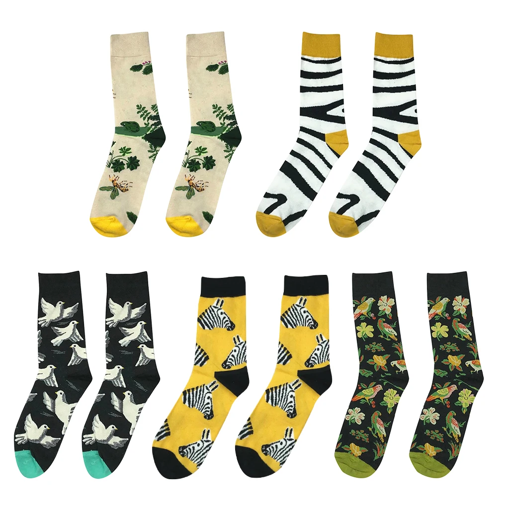 1 пара новинка мужские повседневные хлопковые носки гольфы яркие рисунки