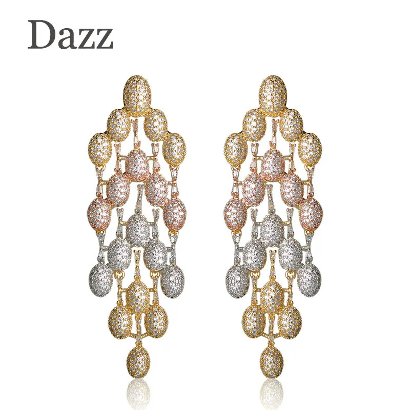 Dazz медные серьги с большой кисточкой для женщин свадебные украшения три тона