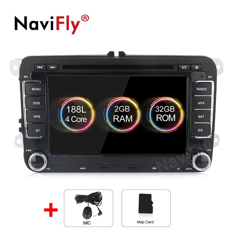 car radio NaviFly 2 Din Android 9 автомобильный dvd gps для Volkswagen polo Passat B5 B6 B7 GOLF 5 GOLF 6 радио FM RDS 7708 IC 2 din wifi CANBUS - Цвет: car radio