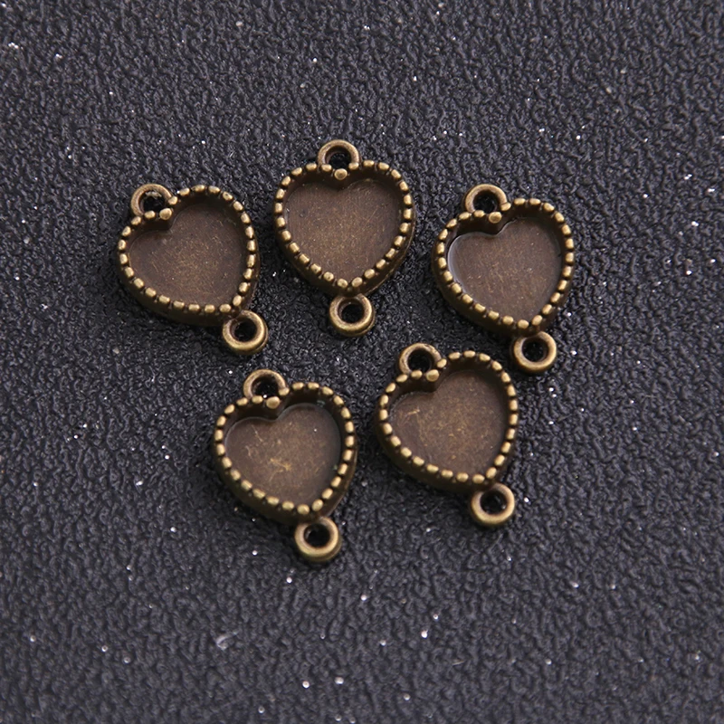 12 шт два цвета 10 мм Внутренний размер геометрические стиль сердце из кабошона