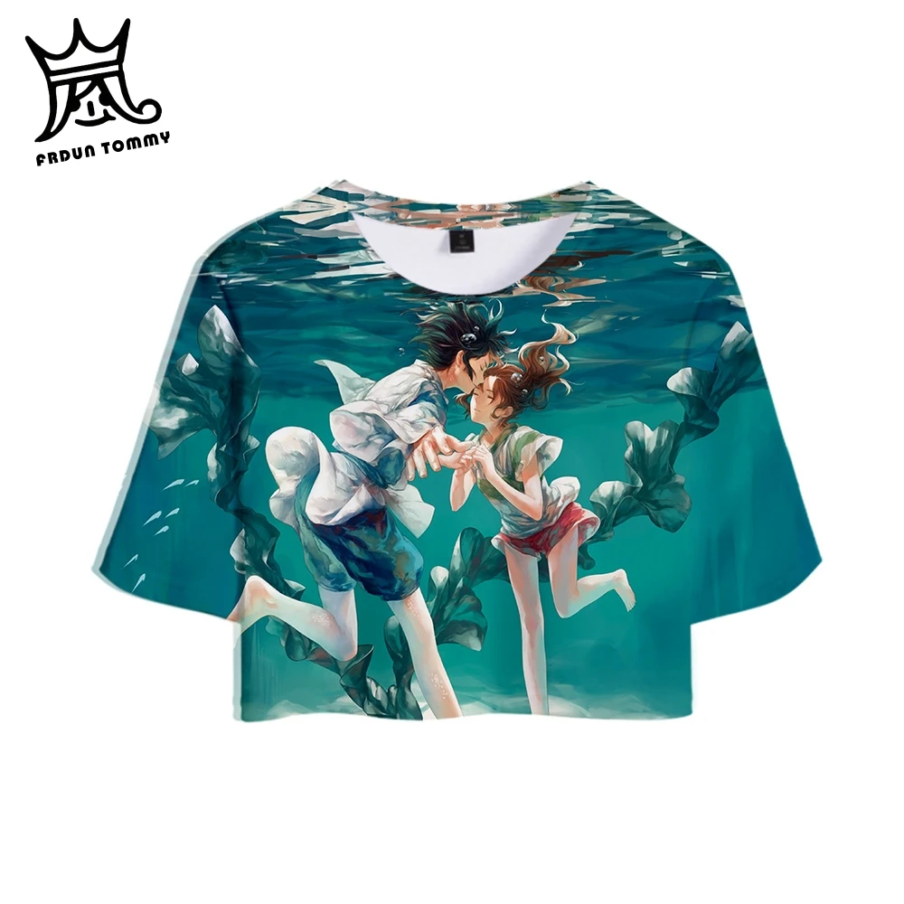 FRDUN TOMMY Spirited Away Harajuku женский сексуальный топ Miyazaki Hayao Япония Аниме летняя футболка