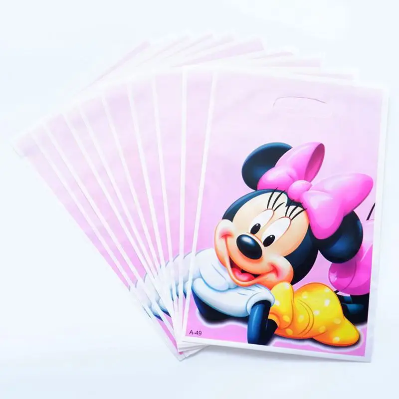 Minnie 10 шт./лот, вечерние подарочные сумочки с изображением Динь-Динь, вечерние пластиковые сумочки для конфет, сумка для детей, праздник день рождения вечеринка, принадлежности - Цвет: Minnie