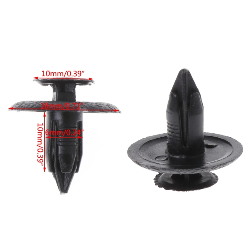 

50 Pcs Black Car Door Fender Trunk Fastener Panel Clips Rivet 6mm Hole For Mazda