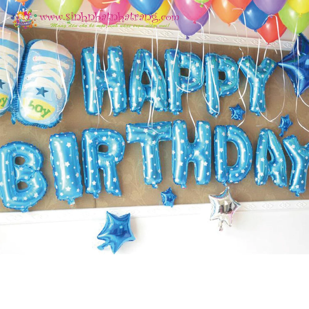 Шары из фольги с надписью Happy Birthday 16 дюймов яркие украшения для вечеринки 1