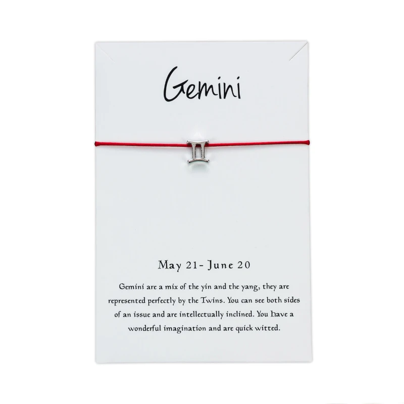 Женский браслет с надписью Wish Card Gemini регулируемый Красной веревкой