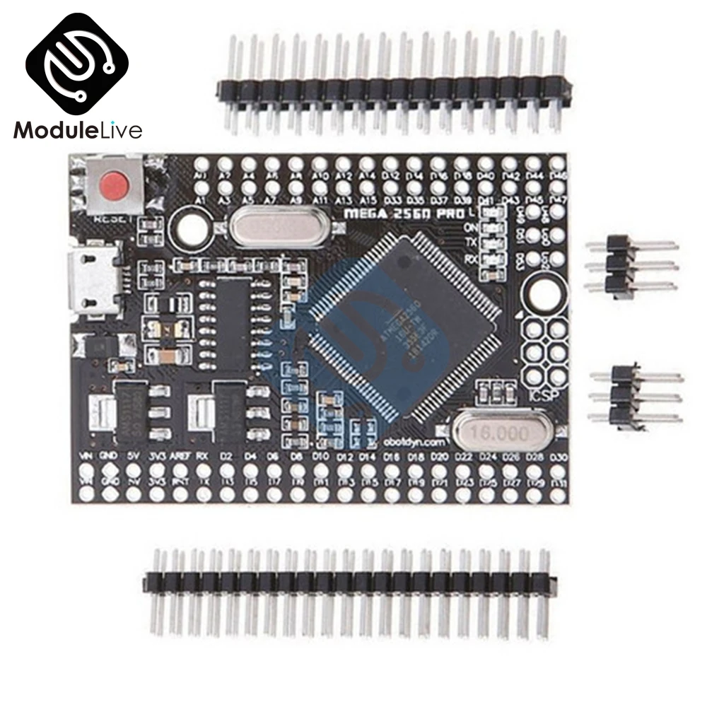 Плата разработки Mega2560 PRO для Arduino MEGA 2560 R3 чип CH340G/с разъемом типа Male Pinheaders