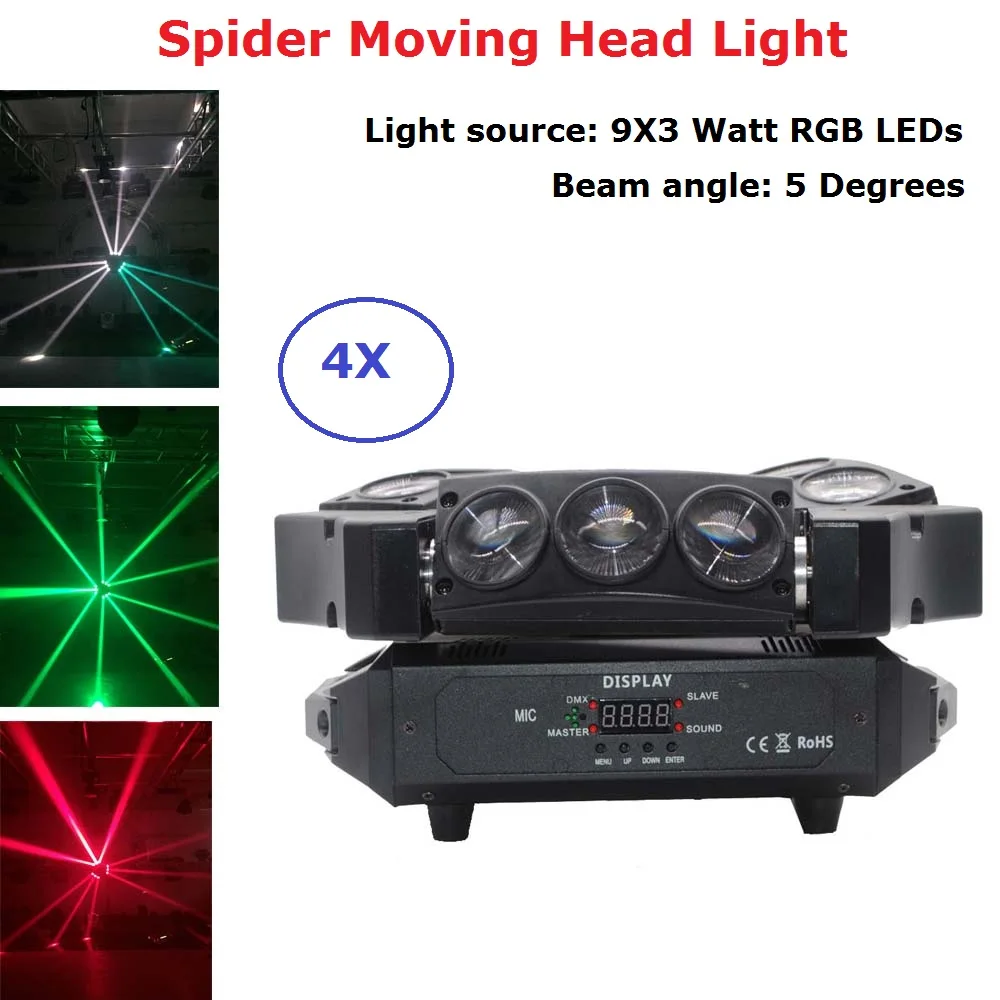 Новое поступление миниатюрный светодиодный светильник 9x3 Вт RGB 12/43CH DMX