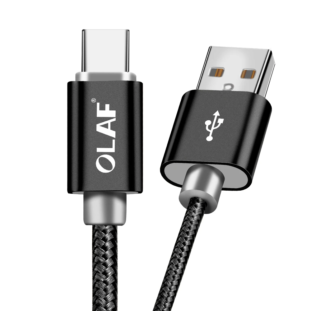OLAF USB Type C Cable Fast Charging Smartphone Android Data Sync Transfer Charger Nylon Cord for Samsung Galaxy S9 S8+ Note 9 8