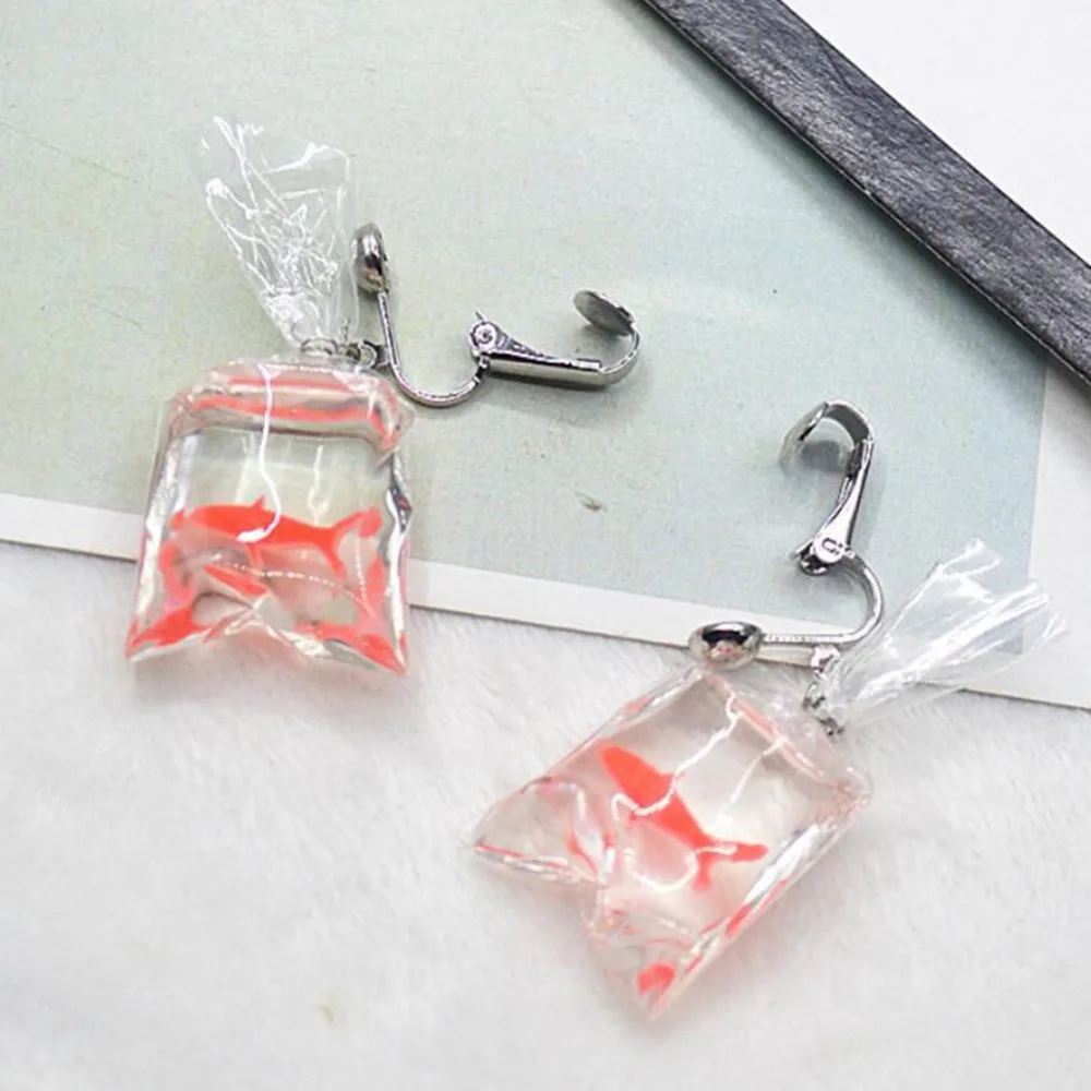Fashion design acrylic fish Crystal pocket drop earrings Tassel Korean edition whimsy Exaggerated the goldfish for girl | Украшения и