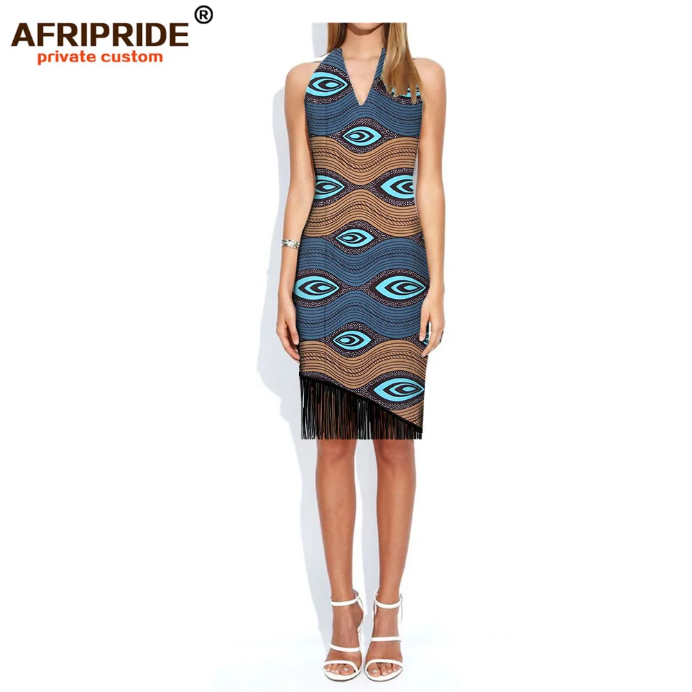 

2020 Summer AFRIPRIDE Private Custom beach dress for women sexy V-neck sleeveless tank knee dress plus size pure cotton A722546