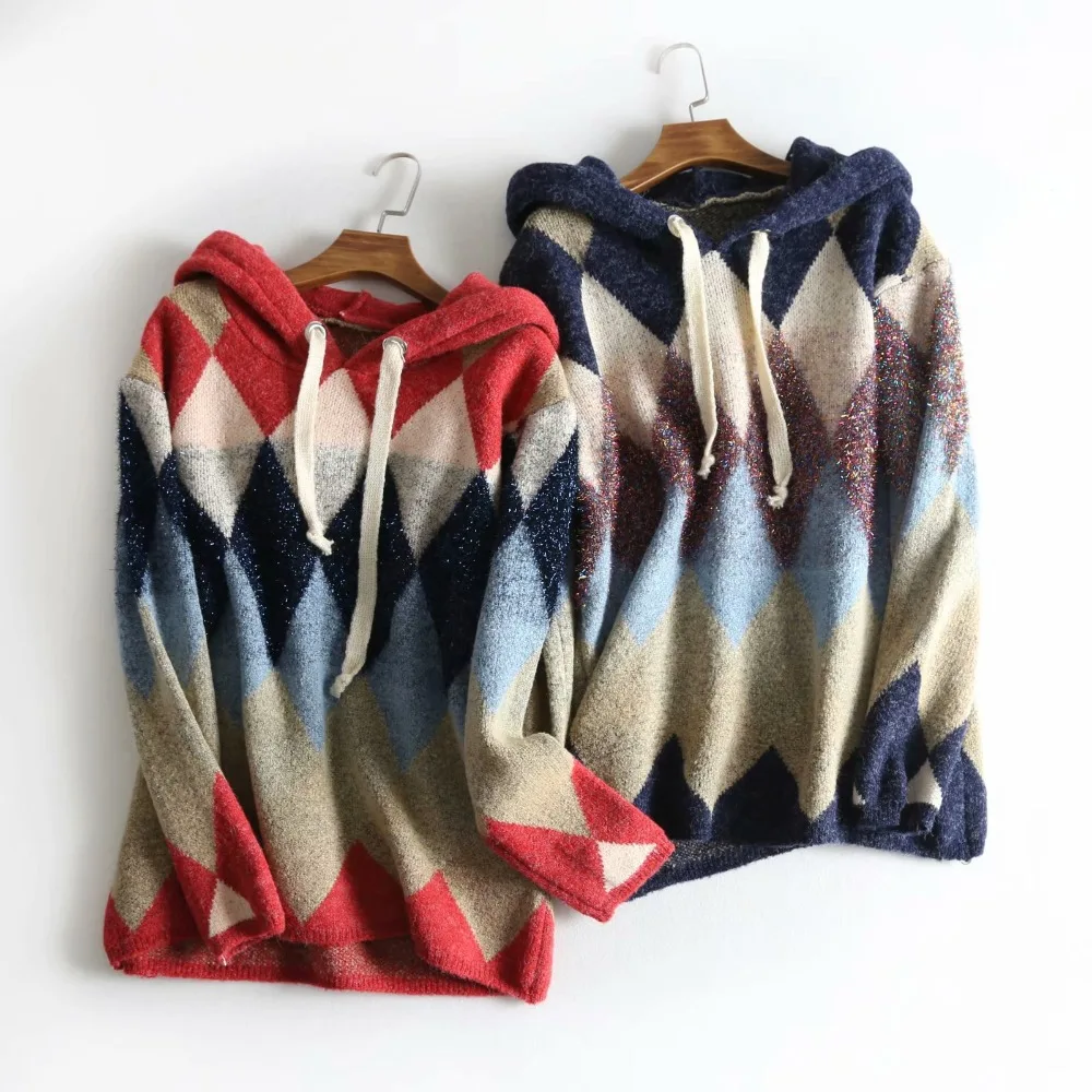 Фото 2018 Autumn Winter Fashion Streetwear Korean Style Plaid Hooded Sweater Women Jumper Pullovers pull femme Sweaters Женская одежда 2018 Autumn Winter Fashion Streetwear Korean Style Plaid Hooded Sweater Women Jumper Pullovers pull femme Sweaters Женская одежда