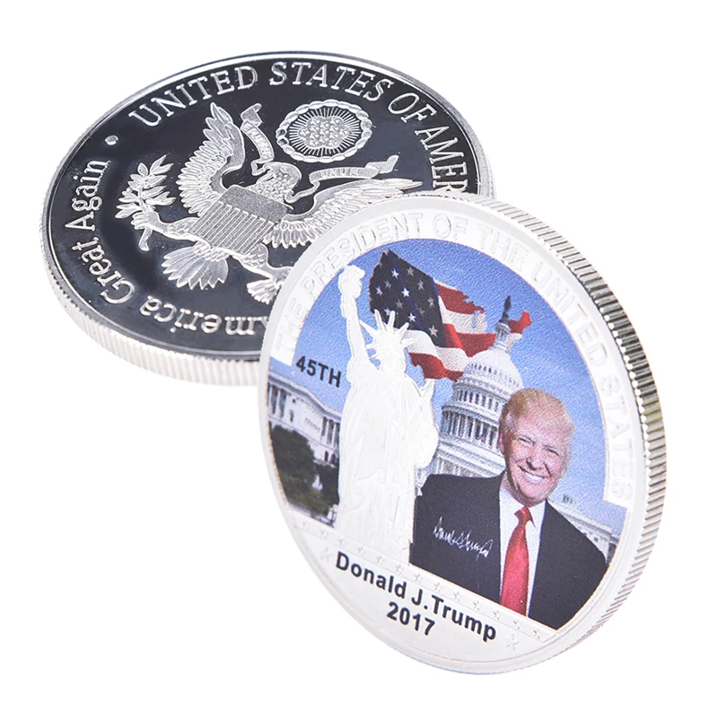 Серебряная монета Американский 45th президент Дональд с изображением Трампа Белый
