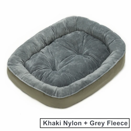 Khaki and Grey Двусторонний Хрустальный плюшевый флисовый лежак, кровать для собак, кровать для домашних животных, для кошек и собак, дышащий, супер удобный домик для домашних животных - Цвет: Khaki and Grey