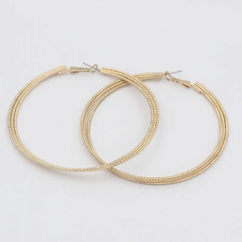 Многослойные большие серьги-кольца для женщин 78 мм золотого цвета аксессуары из