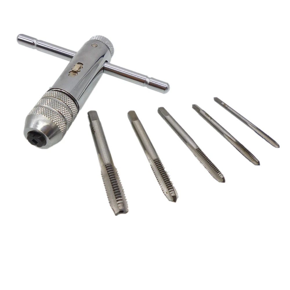 Ratchet воротке Реверс замок T бар умереть M3 M8 с 5 шт. Hss ручной винтовой резьбой