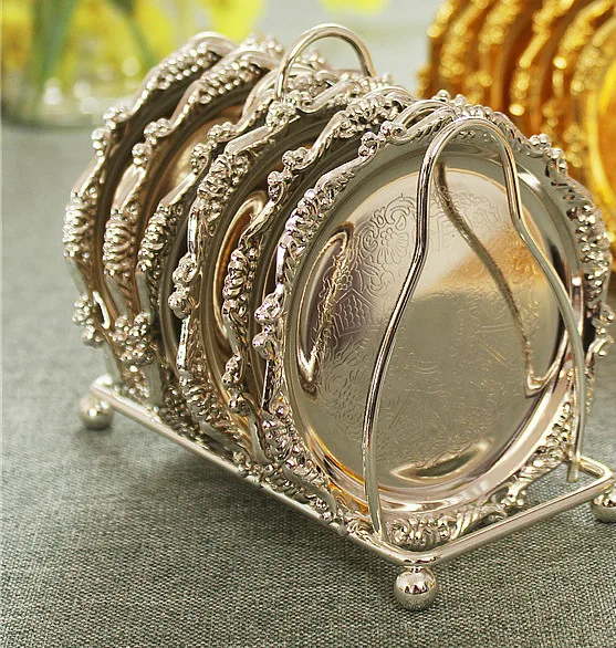 Silver 6 piece set 7-1 предмет Закуски Блюдо Ланч-бокс еды, конфет блюдо лоток посуда завтрак круглое блюдо тарелка торт фруктовые закуски пластины - Цвет: Silver 6 piece set