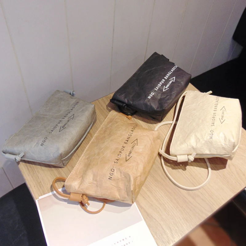 Женская сумочка в стиле ретро миниатюрная сумка через плечо из крафт бумаги с