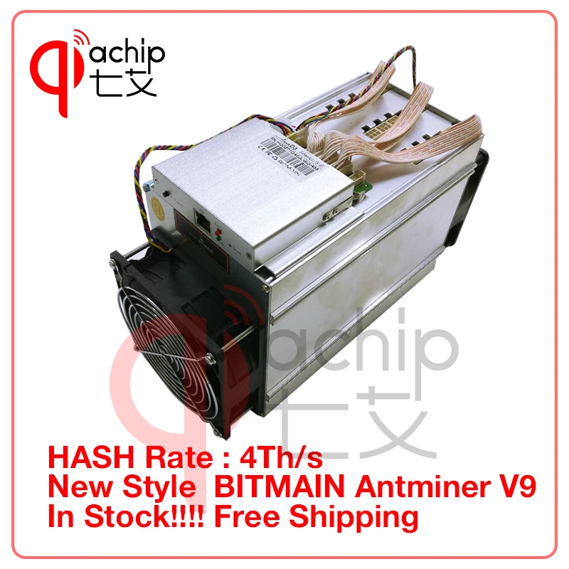 QiaChip Фирменная Новинка AntMiner V9 4 T 4th/s Биткойн Майнер Asic шахтер Btc биткоинов лучше