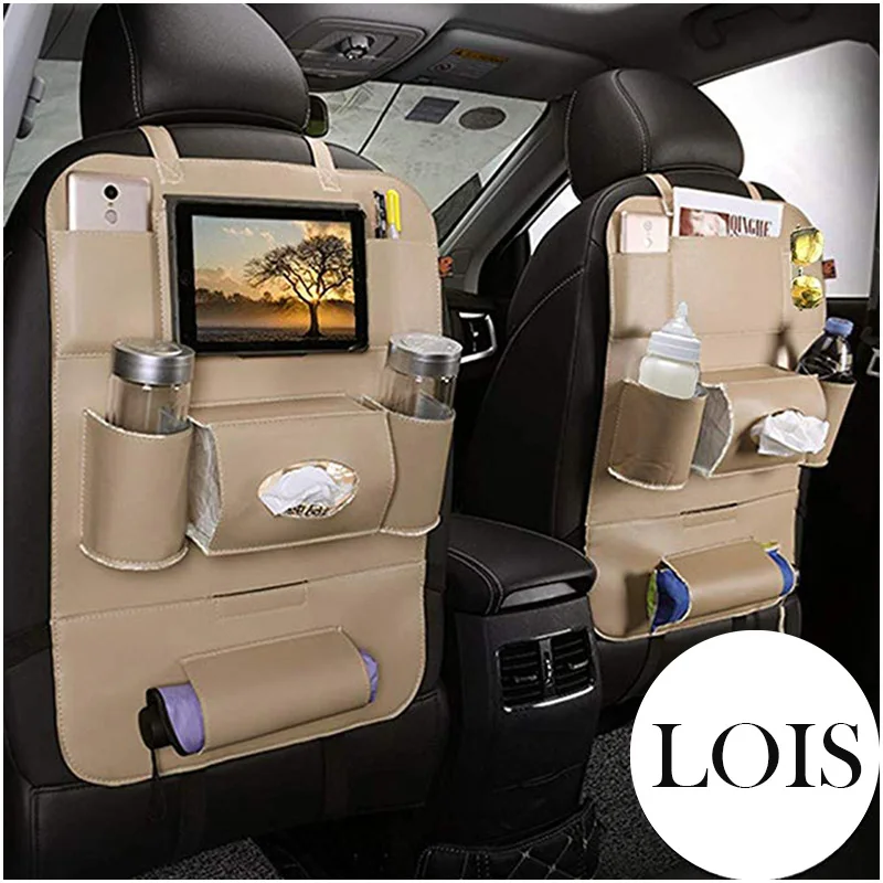 Автомобильный кожаный Органайзер для спинки сиденья и iPad мини держатель