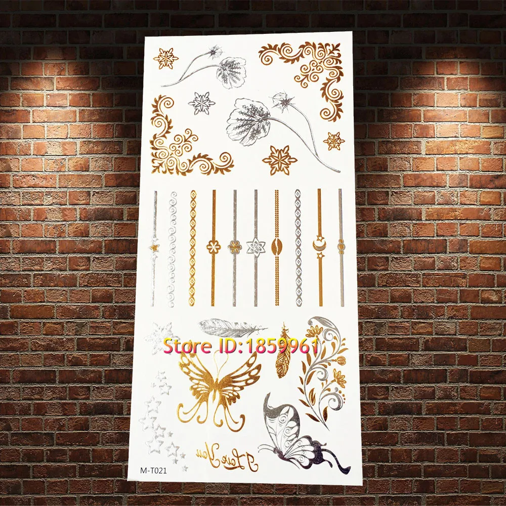 1 шт. изысканное боди-арт золотая металлическая Татуировка павлина Феникса