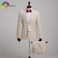 custom made beige men suits wedding suit for man blazer jacket pants 2piece elegant slim fit groom tuxedo costme homme groomsmen