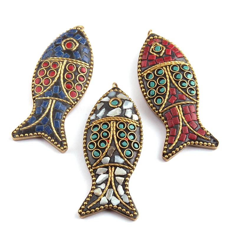 

Large Fish total 6cm height Pendant With chain Decoration in 3 color