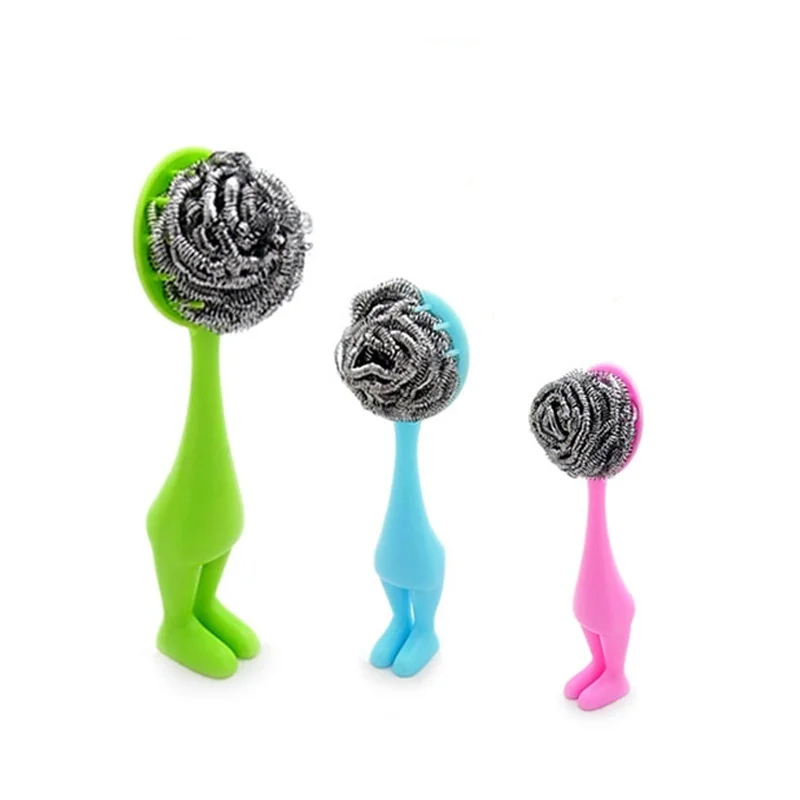 1 шт. горячая Распродажа мочалка из нержавеющей стали с пластиковой ручкой