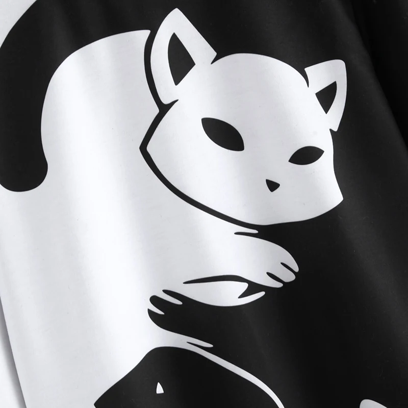 Women Hoodies Sweatshirts Casual Printing Cat Pullover Women's Clothes Long Sleeve Round Neck Tops Female | Женская одежда