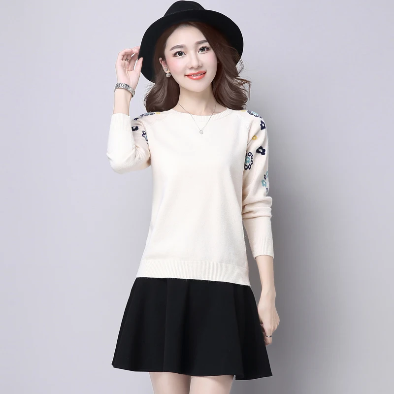 Новый Для женщин свитер Повседневное Тонкий с длинным рукавом О-образным вырезом