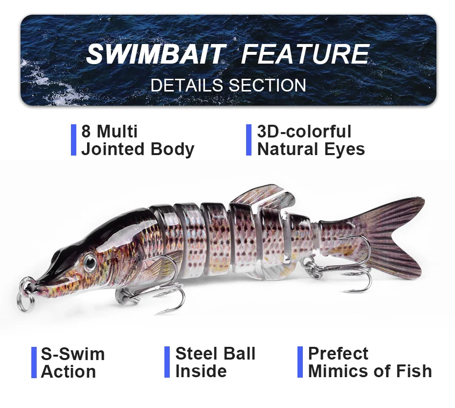 1 шт. Соединенные рыболовные блесны Swimbait 12,5 см 21 г 8 segemants воблеры для ловли щуки жесткие приманки искусственная приманка isca рыболовные снасти
