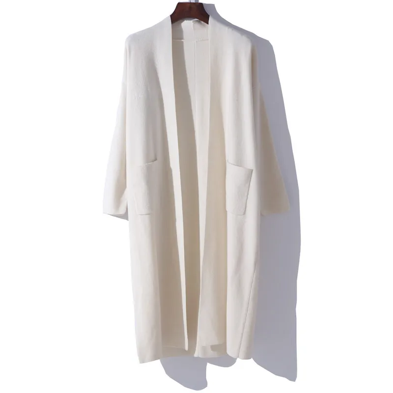 

specials wool blend knit women fashion boutique mid long cardigan sweater coat white 6color M/L/XL retail wholesale customize