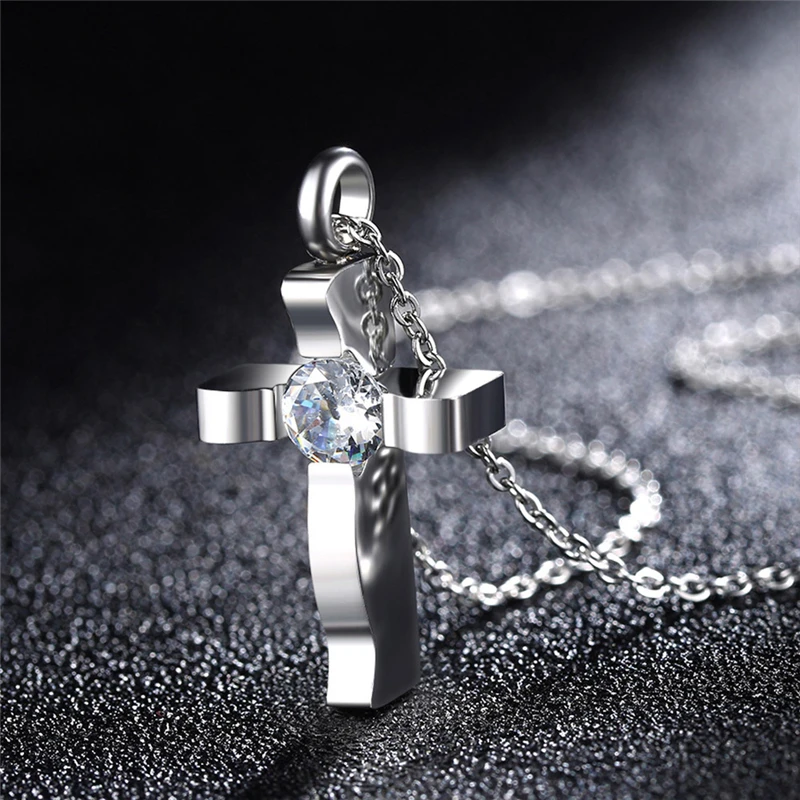 ROMAD Cross Stainless Steel Necklaces for Women Men 2019 Fashion Christian Link Chain Zircon Crystal Necklace Jewelry R5 | Украшения и